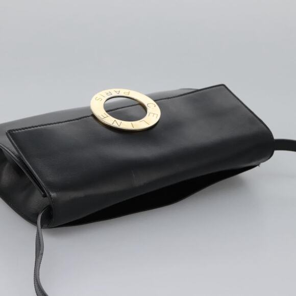 CELINE Circle Shoulder Bag Leather Black Gold - Picture 6 of 13